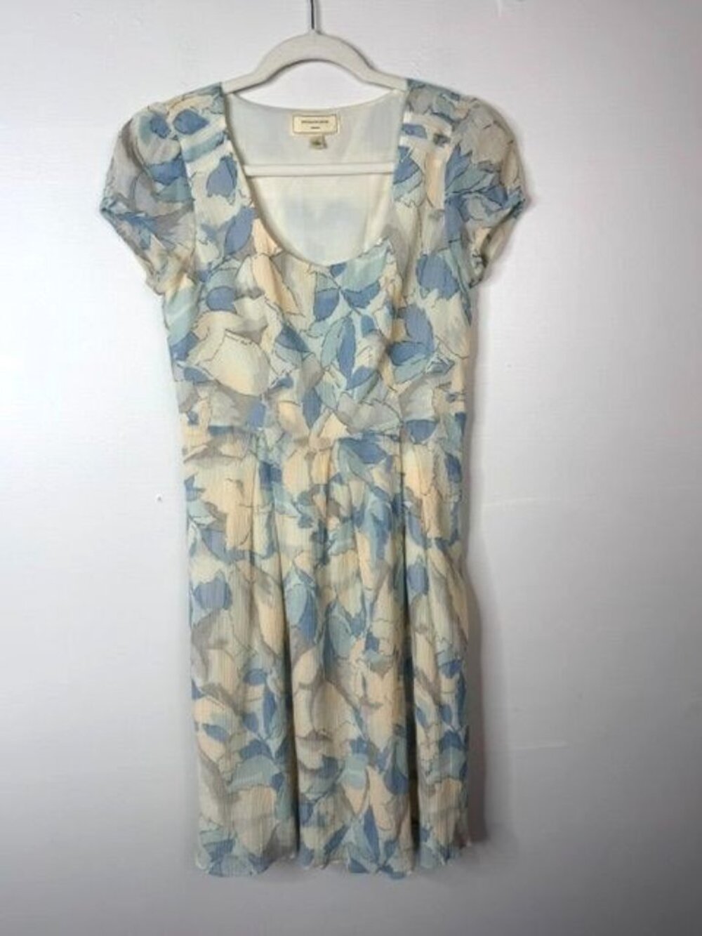 Moulinette Soeurs Anthropologie Silk Blend Leaf Print Cap Sleeve Dress Size 2 - Picture 2 of 6